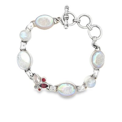 Starborn Druzy Quartz Moonstone Garnet Bracelet (8.0)