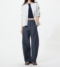 UNIQLO Jersey Barrel Leg Pants Leg Length 77cm Long DARK GRAY UNISEX