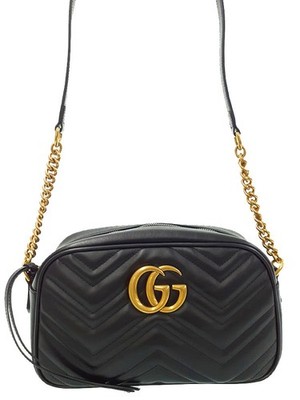 GUCCI GG Marmont Small 447632 Leather Black Camera Bag