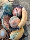 Vintage Terra-Cotta Mexican Clay Pottery Braided 12” Bowl 7 Fruit Pcs. Folk Art — photo 5