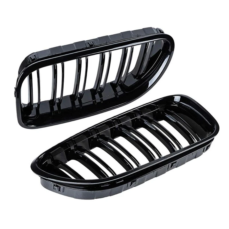 PAIR For 2012-2018 BMW M6 F06 F12 640i Gloss Black Front Bumper Kidney Grille - Изображение 4 из 4