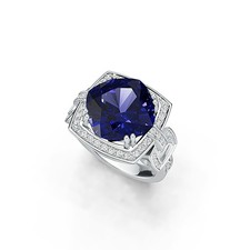 Sterling Silver Semi Mount Ring Setting Cushion CU 12X12mm with White Topaz