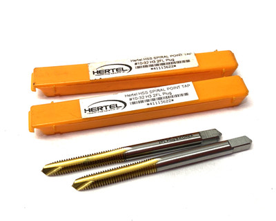 Hertel 41113622 Spiral Point Tap: #10-32 UNF, 2 Flutes, Plug Chamfer LOT OF 2