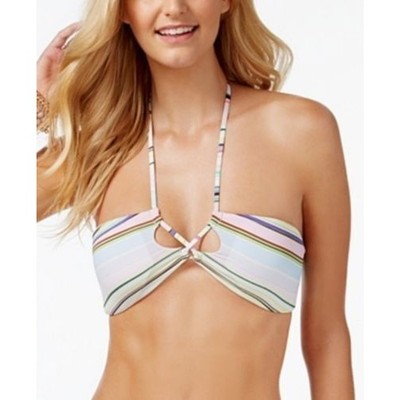 Bar III On the Horizon Strappy Bandeau Halter Top Size Large Stripe Blush New