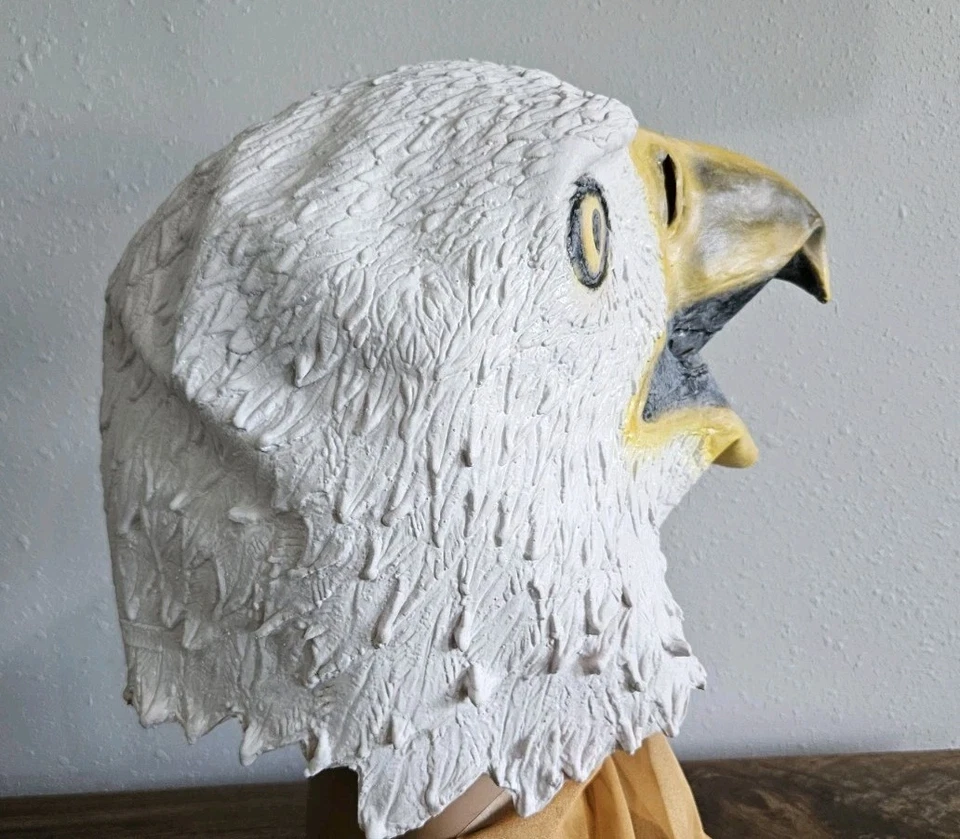 Adult Latex Bald Eagle Rubber Mask Costume Cosplay Realistic Details Textured  - Image 4 of 4