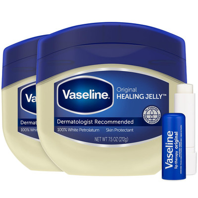 Vaseline Original Healing Jelly 2-Pack   Skin Protectant with 100% White Petrola