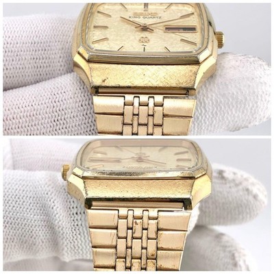 Seiko King Quartz Gold Twin Quartz Square Watch Japan Vintage