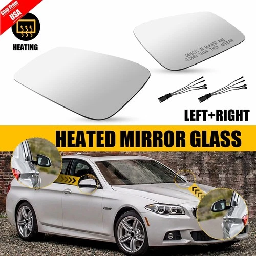 Mirror Glass Heated Set w/4pin plug For 2010-2016 BMW 528I 535D 550I 640I LH+ RH