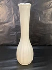 Vintage CLG Co White Milk Glass Ribbed Fluted Body Flower Bud Vase 8.75” Tall