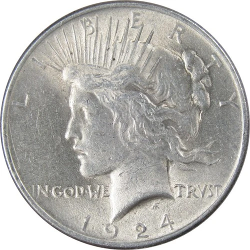 1924 Peace Dollar AU About Uncirculated Silver $1 Coin Collectible