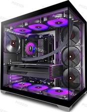 PC CASE ATX 4 Fans Pre-Installed, Type-C Mid Tower Computer Case with Full-View