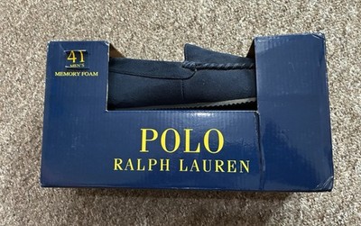 Polo Ralph Lauren Dezi Hausschuhe Herren UK 7 EU41 Navy Wildleder Mokassin Memory Foam