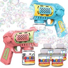 EagleStone 2 Packs Bubble Gun Machine for 3 Year Old Kids Boys Girls Pink,blue