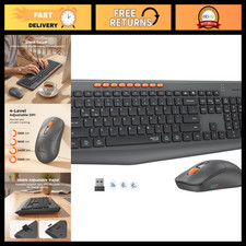 Wireless Bluetooth Keyboard Mouse Combo, Silent Full Size, Ergonomic Design
