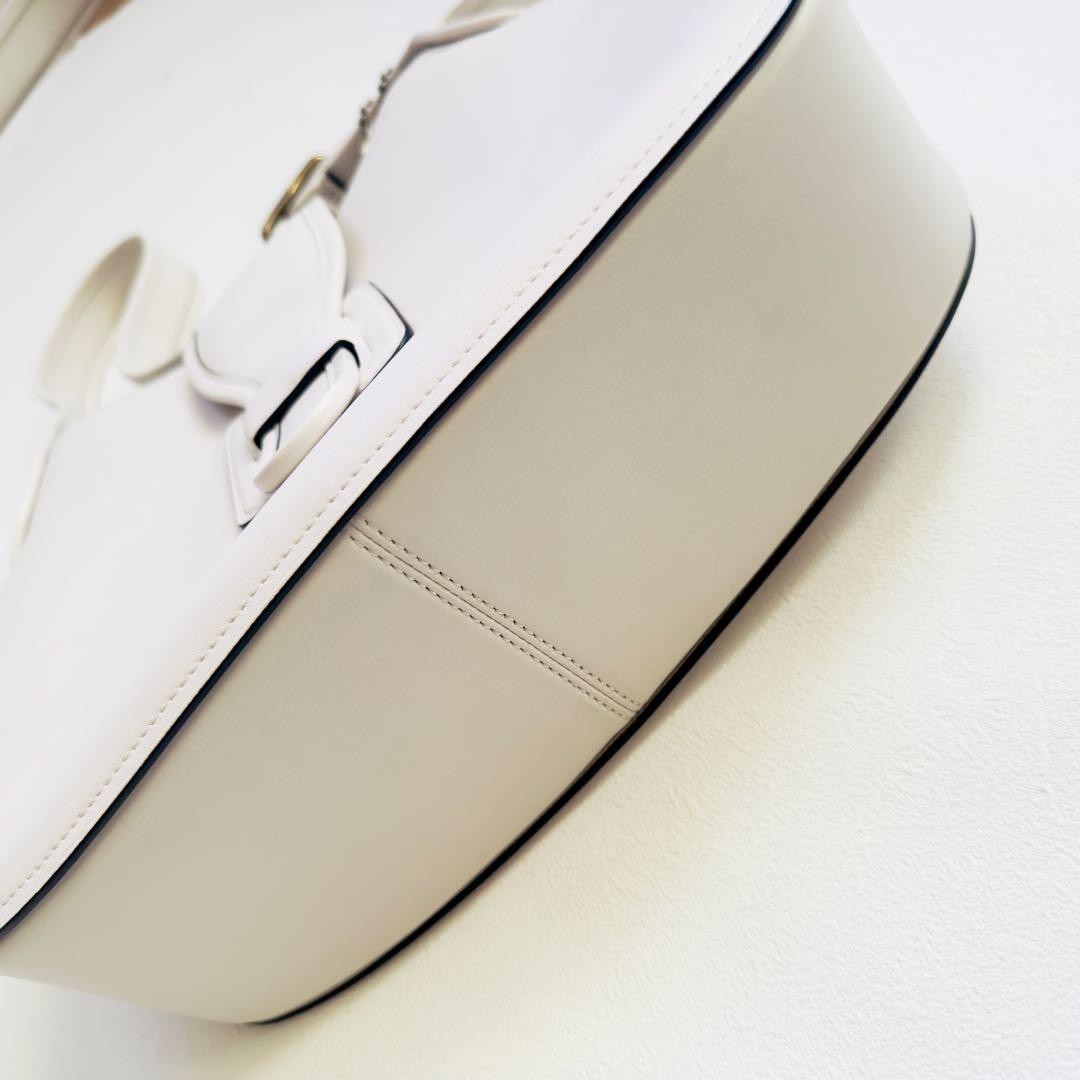 COACH White Leather Shoulder Bag Courier Medium Hobo Authentic with Pockets thumbnail 3