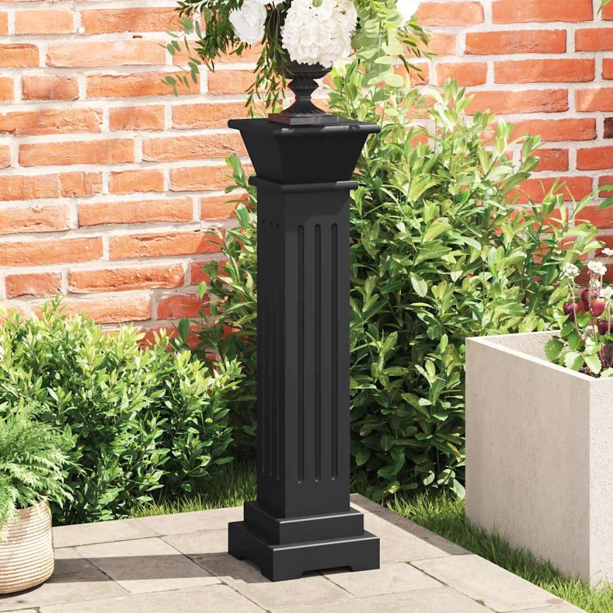 Plant Stand Black MDF 17x17x66 cm Classic Square Pillar Display Pedestal Tall XL