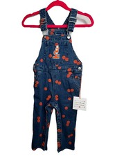 Christian Robinson Denim Overalls Kids Orange Dots and Microscope Sz. 2T NWT