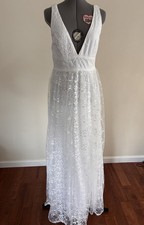 Lulu's Sweetest Beloved Sleeveless Embroidred Wedding Maxi Ball Gown