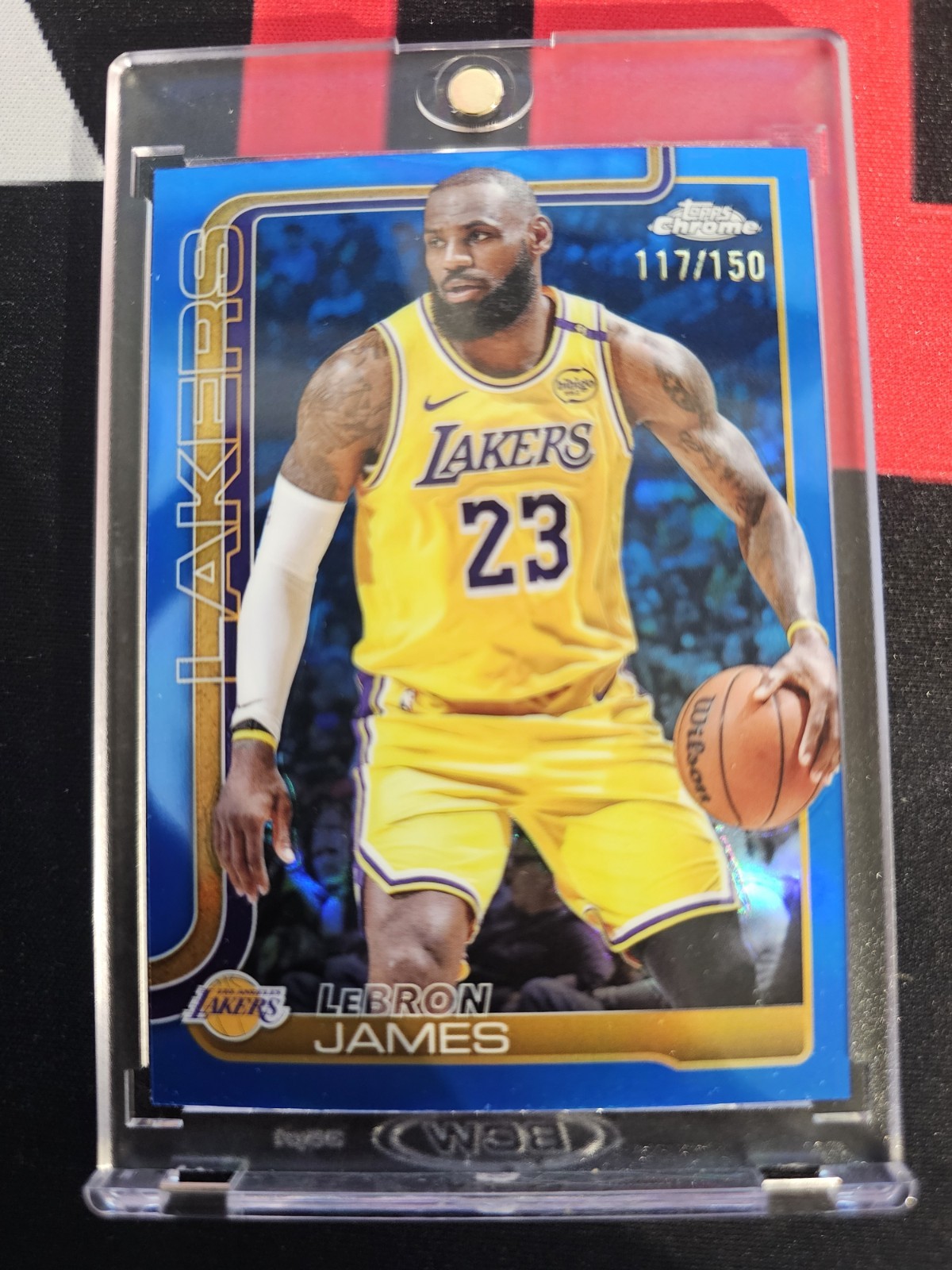 2025-26 Topps Chrome #127 LeBron James True Blue Refractor #/150 Lakers