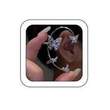 Vintage Crystal Butterfly Ear Cuffs 1 Pair Sparkling Rhinestone Maple Leaf Heart