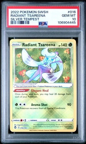 2022 POKEMON SWORD & SHIELD SILVER TEMPEST #016 RADIANT TSAREENA PSA 10