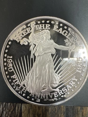 1986 Free The Eagle 2 oz .999 Fine Silver Round Proof 5th Anniversary