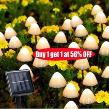 Solar Powered Mushroom Fairy String Lights 8Mode Waterproof Garden Light Outdoor