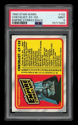 1980 Star Wars Empire Strikes Back Set-Break #132 Checklist: 67-132 PSA 9 MINT