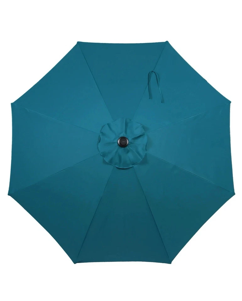 Lote de 2 sombrillas Mainstays 9 pies verde azulado redondo mercado inclinable al aire libre patio con manivela Foto 3 de 4