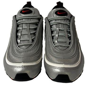 Nike Air Max 97 Silver Red Running Shoes Men's Size 10 Athletic Sneakers