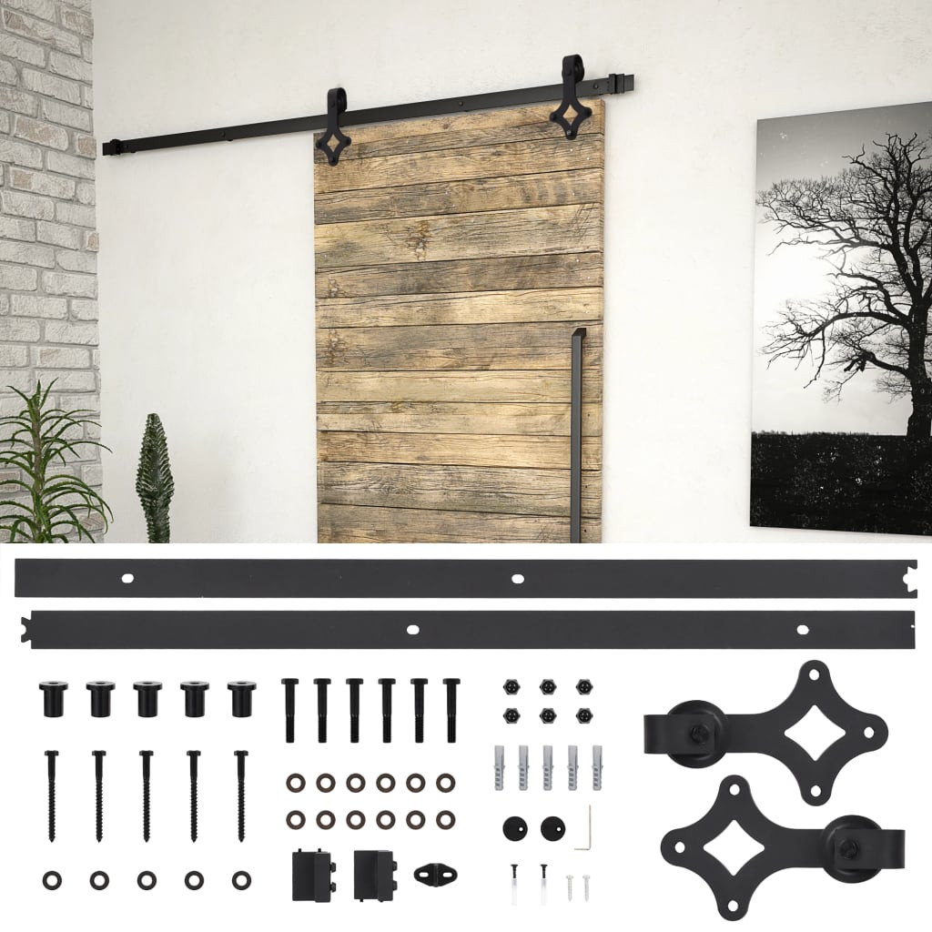 Kit SKIEN 183 cm per Porte Scorrevoli Esterno Muro - Acciaio Nero