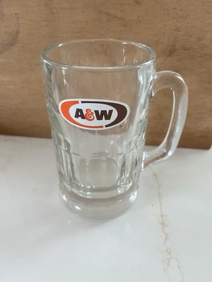Vintage A&W Logo All American Food Large Glass AW Root Beer Mug 6  Dimpled Heavy