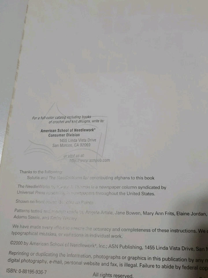 The Ultimate Book of Knit Afghans American School of Needlework 1293 19 designs - Image 3 of 3