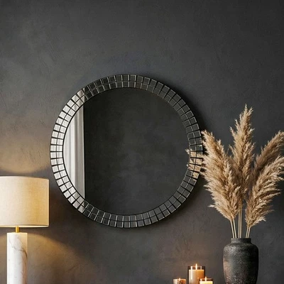 Miroir mural rond 60cm Miroir décoratif Miroir suspendu Miroir couloir moderne - Photo 1/4