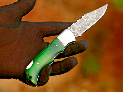 #ad Handmade Damascus Steel Pocket Knife Greenwood Folding Knife for Camping Outdoor $24.00