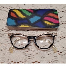 Vintage 1950's / 1960's Retro Shuron Cat Eye Glasses Black  Silver
