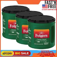 3 Packs Folgers Classic Decaf Ground Coffee, Medium Roast, 25.9-Ounce Canister