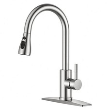 Kitchen Faucet Pull Down Sprayer Brushed Nickel High Arc Single Handle Mixer Tap