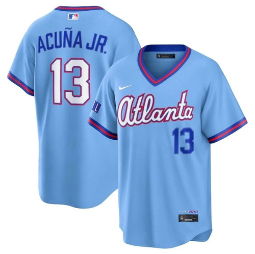 New Men Ronald Acuna Jr Atlanta Braves #13 Stitched City Connect Blue Jersey