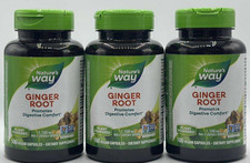 3PK Nature's Way Ginger Root  100 Vegan Capsules  EXP 7/27  FAST SHIPPING NEW