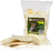 Premium Natural Jumbo Cow Ears - Original 12-Pack Dog Treats, Long-Lasting Super