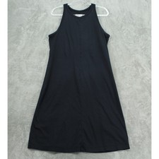 Everlane Tank Dress Women XL Black Cotton Sleeveless Midi Athleisure Casual Knit