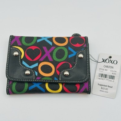Vintage XOXO Hugs & Kisses Heart Love Multicolor Snap Wallet Pocketbook NWT