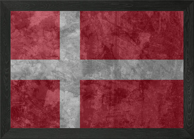 Die Flagge Dänemarks präsentiert mit gerahmtem Wandbild Poster Leinwanddruck Bild