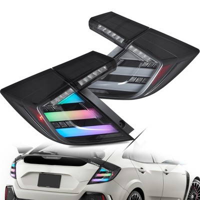 VLAND RGB LED Tail Lights For Honda Civic Hatchback/Type R 2016-2021 Sequential