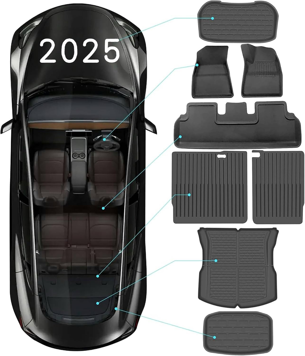 For Tesla Model 3 Highland XPE 3D Floor Mats 2025-2026, All Weather Floor Mats,A
