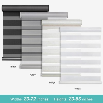 Horizontal Shade Window Blind Dual Zebra Roller Blinds Curtains,Easy to Install