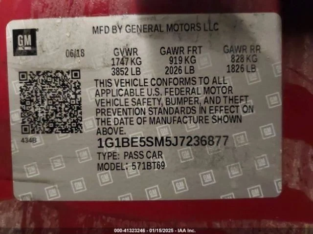 2018 Chevrolet Cruze Used Rear Second Row Seat Black Cloth Assembly Foto 4 de 4