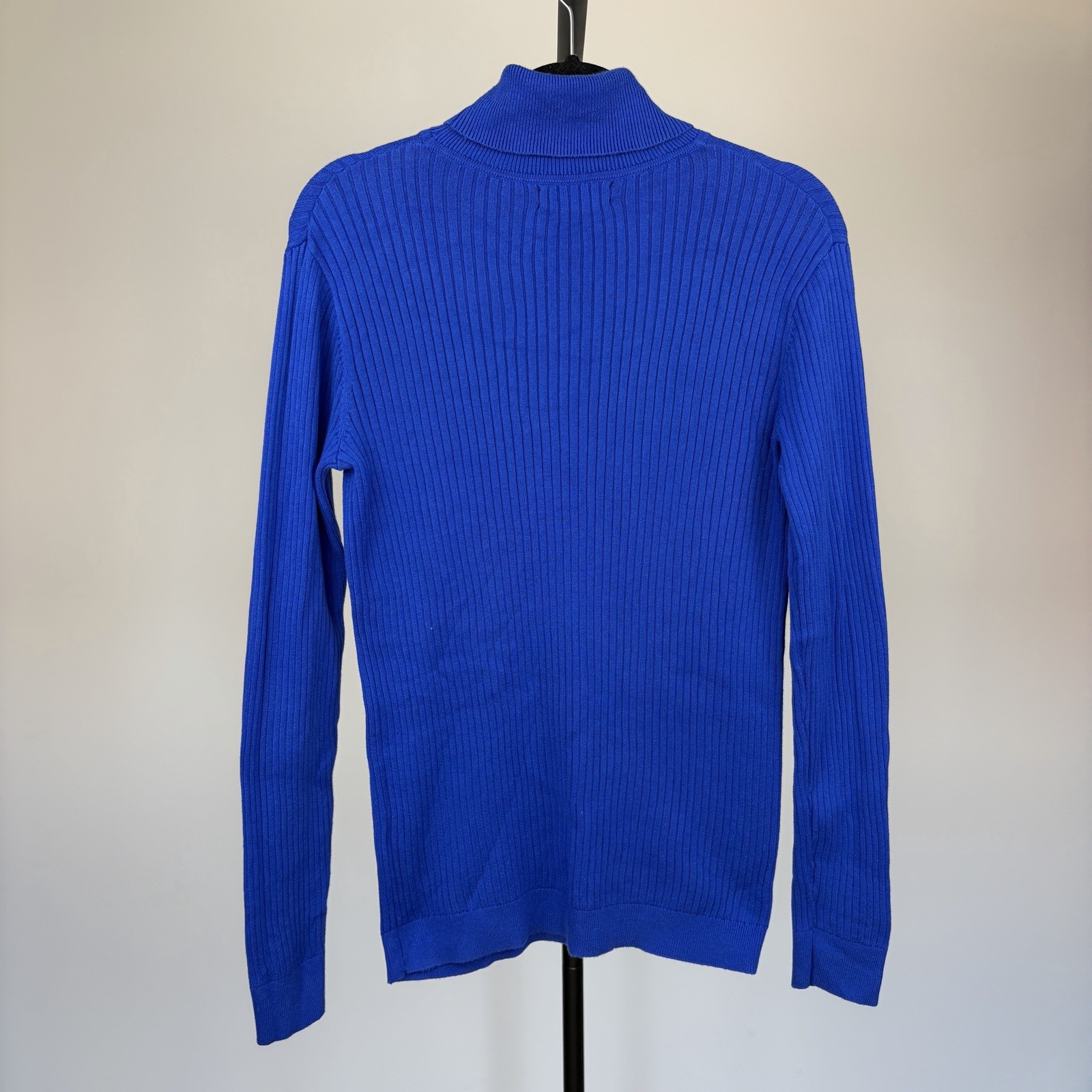 Lands' End Blue Ribbed Turtleneck Sweater Jumper Size Small image 6