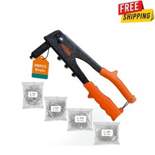 Heavy Hand Riveter Rivet Gun Professional Pop Rivet Gun Kit with 200pcs Rivets